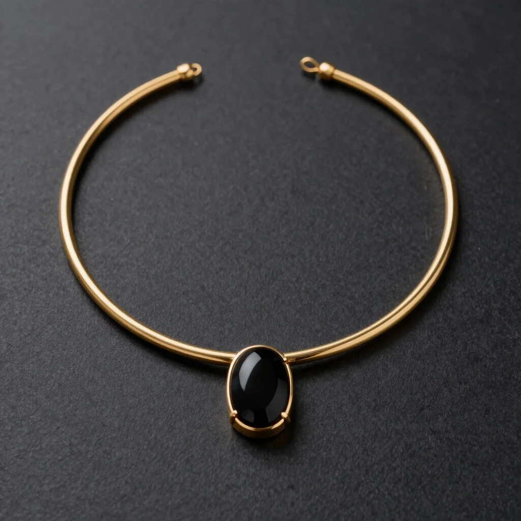 Obsidian & Gold Choker Collar
